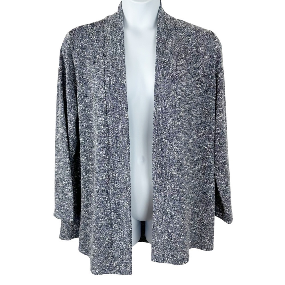 Lane Bryant Blue Gray Space Dye Open Front Long Sleeve Cardigan